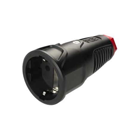 Toma de corriente portátil de goma 16A 2PZ 230V IP20 negra y roja TAURUS2 PCE 2410SRW