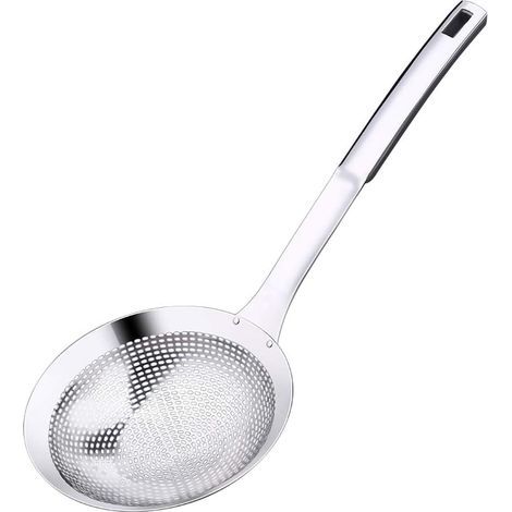 Grande louche d'écumoire en acier inoxydable de qualité supérieure de 45,7 cm, écumoire pour cuisiner, frire, écumer.