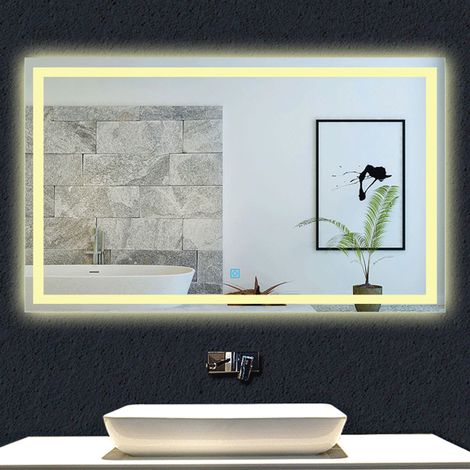 120 x 80cm Miroir salle de bain LED antibu-ée, miroir de la lumière chaude e IP44 (1/5)