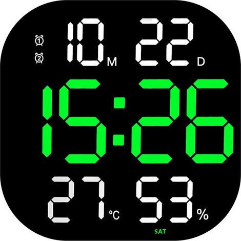 Horloge murale LED avec compte à rebours, décorative en acrylique, grand format, pour salon ou salle de sport 6632, coque noire, blanche et verte (1/5)