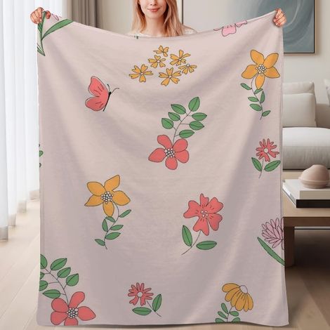 Couverture de lit en polaire, jeté doux et chaud de printemps, légère et luxueuse en microfibre de polyester, décoration intérieure, ajout parfait à la décoration intérieure, cadeau attentionné pour l (1/4)