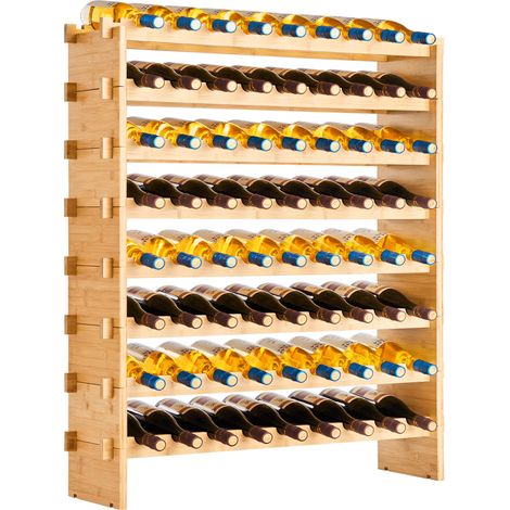 Casier à Vin Modulaire Capacité 72 Bouteilles, Range Bouteilles à 8 Niveaux, Étagère à Vin Autoportant et Stable, Rangement Présentation pour Cuisine Garde-manger Cave Bar, Couleur Naturelle (1/5)