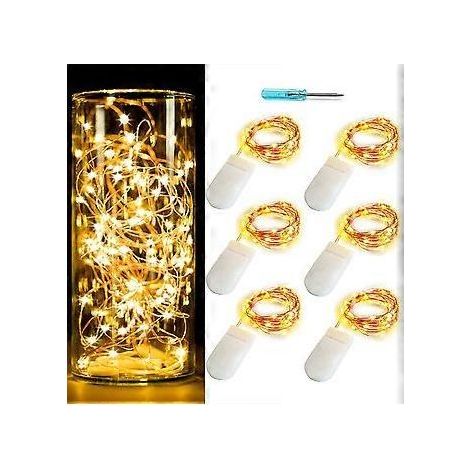 Guirlande lumineuse féérique SZTXJ (lot de 6), 20 LED, effet étoilé, piles CR2032 incluses. Décoration scintillante pour l'intérieur, la chambre, l'extérieur et les mariages. (1/5)