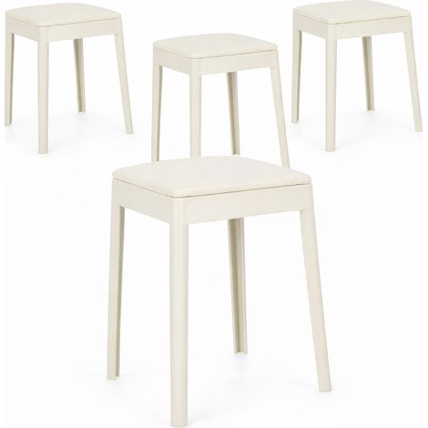 Lot de 4 tabourets d’appoint empilables SCOOBY - Hauteur d'assise 49cm-Crème (1/5)