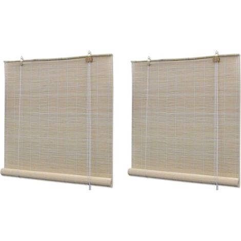 2 pcs Stores à rouleau, Stores Enrouleur, Stores Occultant, Stores jour nuit pour Fenêtre Bambou l 120x160 cm MAE6149 (1/5)