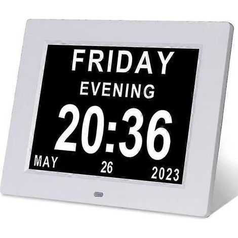 Horloge pour personnes atteintes de démence ou d'Alzheimer, grand calendrier numérique avec affichage du jour et de la date pour les seniors. (1/3)