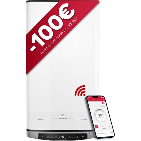 Ariston VELIS EVO DUNE DRY WIFI 65L – Chauffe-eau électrique plat et connecté – 25% d'Économie d'Énergie – Résistances DRY adaptées aux eaux calcaires (1/5)
