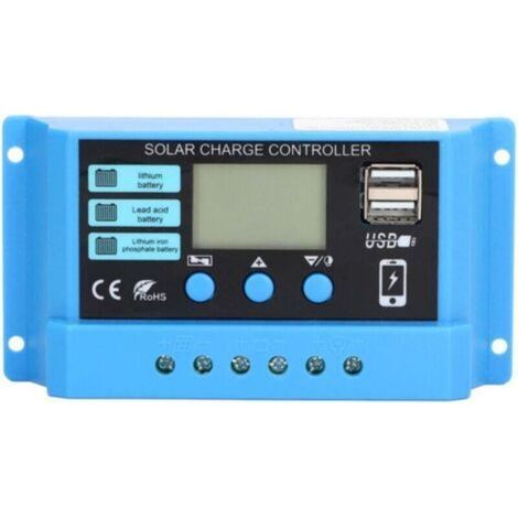 Accesorio controlador de carga solar PWM de 20 A con dos salidas USB.