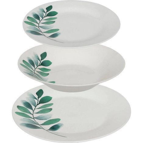 Secret-de-gourmet Juego de vajilla clásico blanco verde 18 piezas