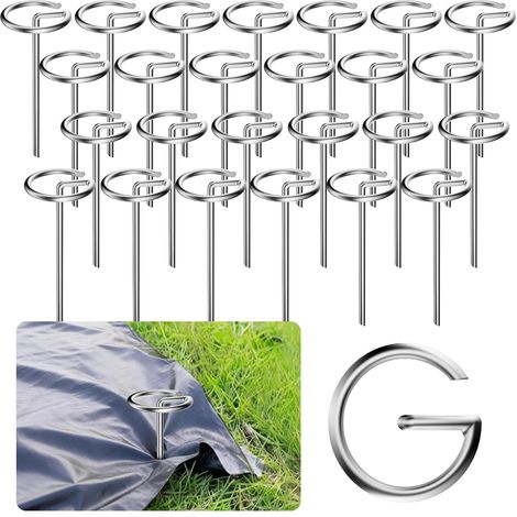Ancres au Sol Forme G Épaisses 4MM, Ancres Renforcées 150x60mm, Piquets Galvanisés pour Toile Anti-Mauvaises Herbes, Jardin, Tente, Fixation Tuyaux, sans Rouille Réutilisables (1/5)