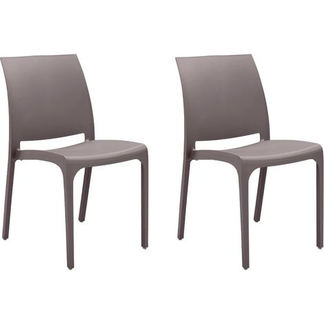 GLOUPIE Set 2 Sedie Volga In Polipropilene Taupe,54x46x81Cm,Peso 3,5Kg,Per Interno/Esterno,Made In Italy,Sedie Impilabili (1/5)
