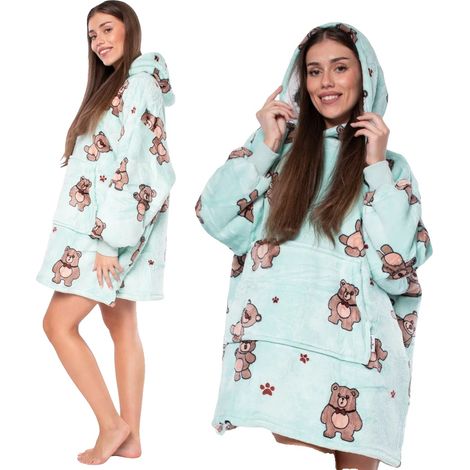Sweatshirt-Decke, Übergrößen-Design, Dicke Sherpa-Fütterung, Blau (1/5)
