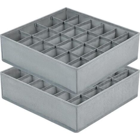 Organisateur de tiroir - Non tissé - Paquet de 2 - 24 compartiments - Gris - Design contemporain-Ywey (1/5)