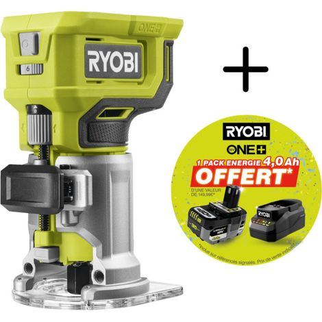 Affleureuse à bois RYOBI 18V One+ RTR18-0 - Batterie 4,0Ah et chargeur OFFERTS