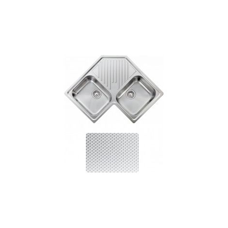 CM 011890XCSSP Ilaria Lavello ad Incasso Angolare 2 Vasche Gocciolatoio 83x83 cm Acciaio Inox AISI 304 colore Inox (1/5)