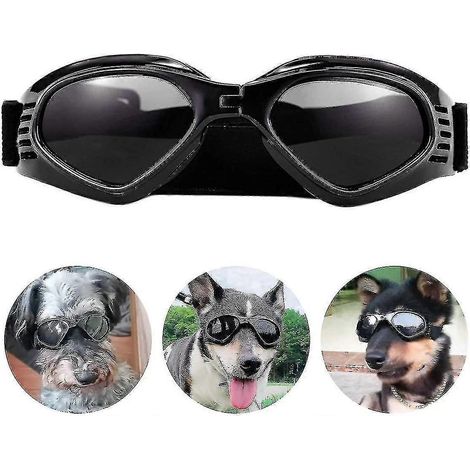 Lunettes de soleil pour chien, sangle ajustable pour lunettes de soleil UV, protection imperméable-Black