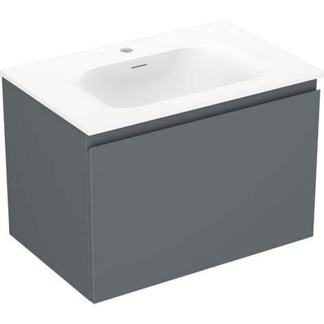 Mexen Orio armoire de salle de bain 70 cm avec lavabo Vela, 1 tiroir, graphite mat/blanc mat - 91A10-07047-1-BF66-W23M01 (1/5)