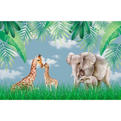 Papier peint panoramique Enfants - Animaux de la Jungle - 130 cm x 85 cm (1/2)