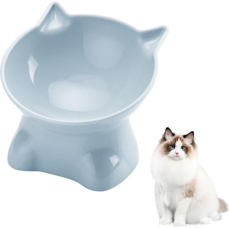 1 Gamelle surélevée pour chat, inclinaison 15°, résine anti-dérapante, nourriture et eau, chats et chiots (1/5)