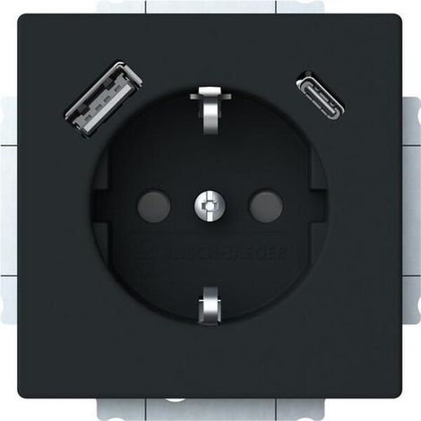 Busch-Jaeger USB SCHUKO Steckdose schwarz mit USB-Ports