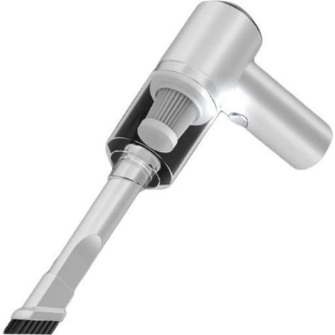 Aspirateur Portable Sans Fil - Aspiration Haute Puissance - Pour Voiture et Intérieur - 38 cm x 9,5 cm x 8 cm - Blanc - 440 g