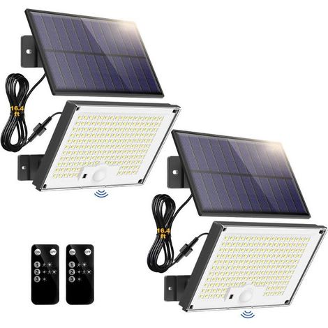 Lot de 2 lampes solaires extérieures 172 LED, détecteur de mouvement, IP65 (1/5)
