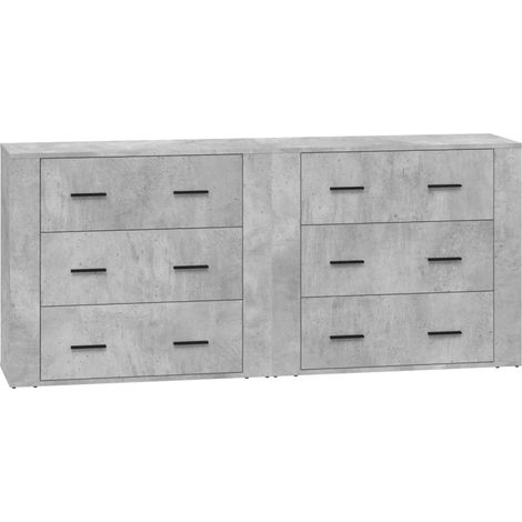 Aparador buffet cómoda mueble almacenaje organizador cocina salón salón juego de 2 madera contrachapada gris 020036870