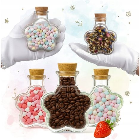5 vasetti decorativi da 150 ml con margherite, ideali come ringraziamento per gli ospiti di comunione o battesimo. (1/5)