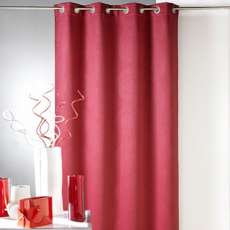 Rideau 80% occultant frappé ronds Rouge 140x260 cm (1/2)