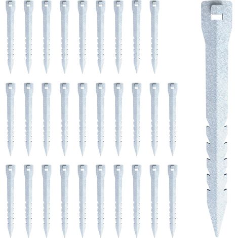 Lot de 30 piquets d'ancrage au sol pour clôture sauvage - Ancrage de clôture pour la fixation de treillis noué - Clous de 33 cm de long en acier galvanisé pour un maintien stable (1/5)