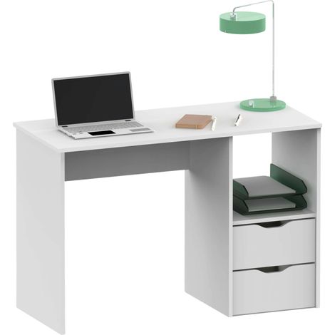 Bureau d'étude Eko avec 2 tiroirs, blanc, 76 x 115 x 50 cm (1/5)
