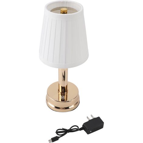Ortviai Lampe de bureau sans fil rechargeable, 3 températures de lumière et intensité réglable, abat-jour en tissu