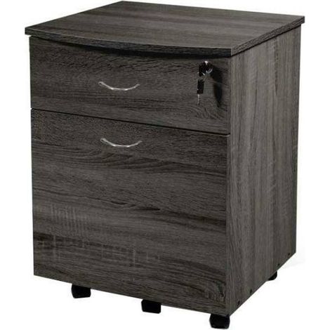Cassettiera Scrivania Casa Ufficio Legno MDF con 2 Cassetti e 5 Ruote Wenge' (1/4)