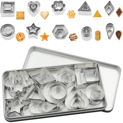 30 Emporte-piece,10 Formes,Acier Inoxydable,Couteau Tranchant,Bord Roulé,Patisserie,Biscuit,Cake (1/5)