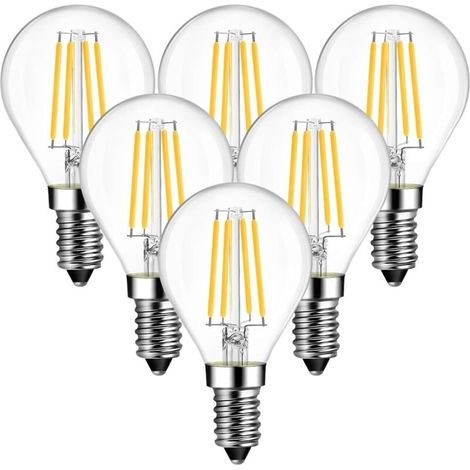 Lampe à LED E14 en forme de goutte 4W ampoules à filament fil blanc chaud 2700K,lampe à LED P45 40W,470lm,non dimmable,pack de 6 [classe énergétique A ++] (1/5)
