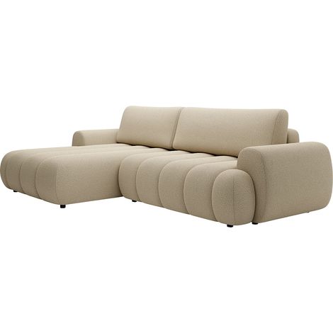 Divano letto angolo a sinistra in Tessuto Beige - FRIDORA (1/5)