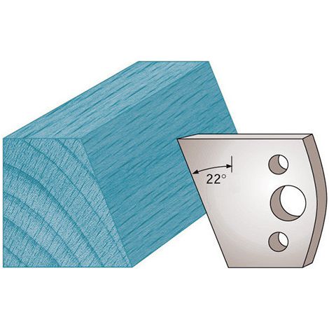 Diamwood Jeu de 2 fers profilés Ht. 40 x 4 mm chanfrein 22° M01 pour porte-outils de toupie - Acier SP - Entraxe 24 mm - Idéal pour professionnels du BTP (1/2)