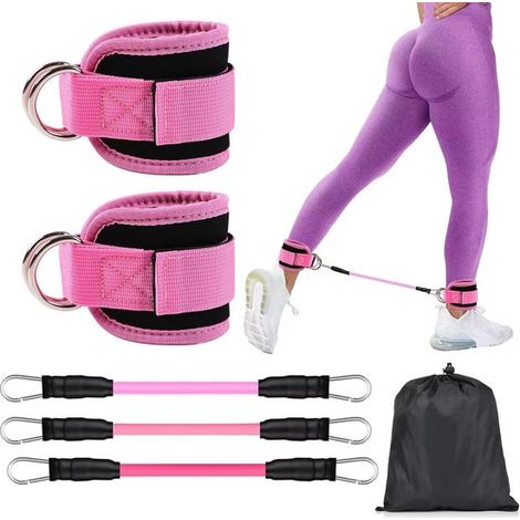 Bandas de resistencia para tobillos, correas de entrenamiento para tobillos con asas, bandas de resistencia para tobillos, equipo de fitness para piernas y caderas para mujeres.
