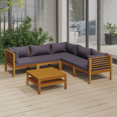 FIMEI Salon de jardin 6 pcs avec coussin Bois d'acacia solide (1/5)