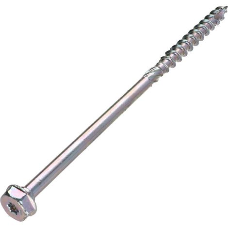 Vis charpente TEKOR Tête hexagonale TH Pointe antifendage type 17 8X300 Filetée sur 80 TORX T40 zingué cr3 96 hbs-100 pièces (1/5)