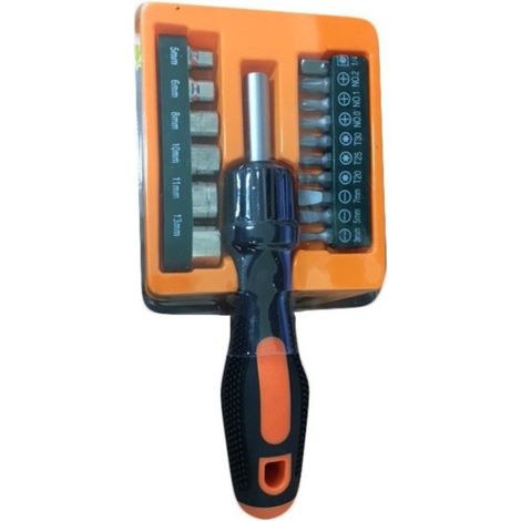 Trade Shop - Juego 16 Destornilladores Variados Puntas De Precisión Estrella Destornillador Torx - (1/3)