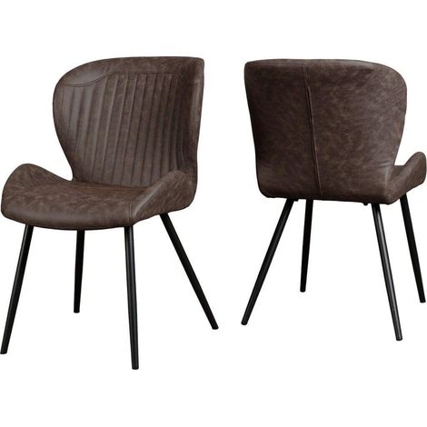 Quebec Dining Chair (Pack of 4) - L62 x W51 x H90.5 cm - Brown Faux Leather (1/5)