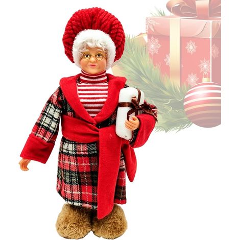 Bambola di Babbo Natale in piedi - Statua classica da nonna in tessuto morbido in piedi (1/5)