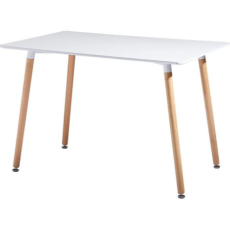 Esstisch Skandinavisch Weiß 110x70cm mit Massivholzbeinen, Modern (1/5)
