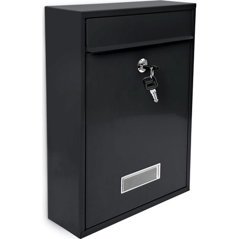 Design Briefkasten Metall Schwarz 26,5 x 35 x 8,5 cm
