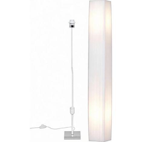 CHICFURN Lámpara de pie moderna blanca con pantalla de tela y base de acero inoxidable, 120 cm, 2 x E27 máx. 40W, interruptor de pie para salón y dormitorio (1/5)