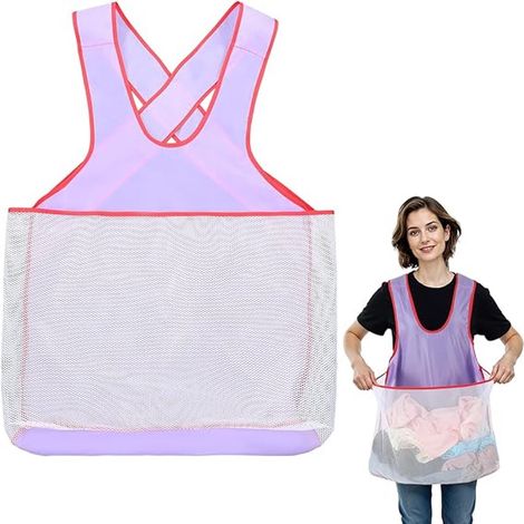 Tablier de linge imperméable avec grande poche - Sac à linge portable pour animaux - Tablier pour sécher le linge - Idéal pour cuisiner, sécher le linge ou transporter de petits animaux - violet (1/5)