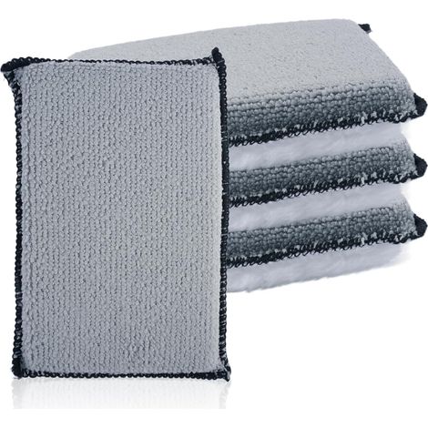 4 Pièces Eponge Voiture Microfibre, 13 x 9 cm Éponge de Nettoyage Intérieur, Tampons de Nettoyage en Microfibre Éponge Absorbant, Accessoires Lavables Tampon pour Voiture, Cockpit, Cuir, Coussins