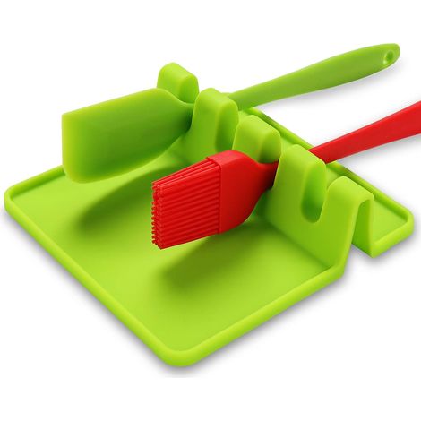 Repose cuillère Kitchen Repos ustensile Pose ustensiles Cuisine louche spatule Couvert Couvercle,Support en Silicone avec égouttoir,Outil pour protéger Plan de Travail,crédence et Plaque Cuisson (1/5)