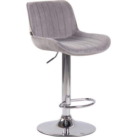 Sgabello da bar seggiolone x1 in velluto grigio cuciture verticali supporto in metallo cromato 100005107